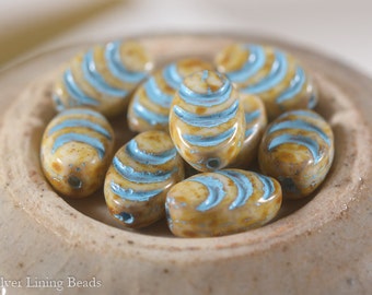 Creamy Deco Tabs (6) - Perla di Vetro Ceca - 13x8mm - Cocoon