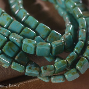 Rustic Cobbles (25) - Czech Glass Bead - 6mm - 2 Hole Tile
