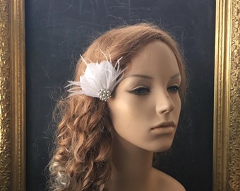 Jordan Art Deco Vintage Style Feathered Bridal Headpiece Flapper Wedding Made to Order free shipping