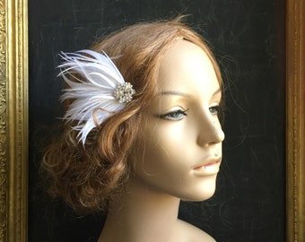 Daisy Made to Order Art Deco Vintage Style Feathered Bridal Headpiece Flapper Gatsby Wedding Free Shipping