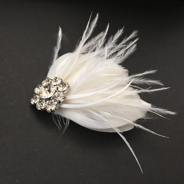 Tia Art Deco Vintage Style Feathered Bridal Headpiece Flapper Wedding Made to Order Free Shipping