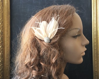 Catherine Made to Order Art Deco Vintage Style Feathered Bridal Headpiece Flapper Wedding Bohemian Woodland Rustic free shipping