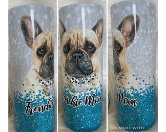 French Bulldog Zipper Pup Personalized UV Printed Insulated Stainless Steel 16 oz Tumbler