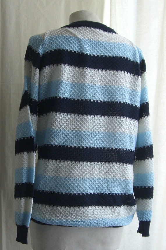 Sweater  Vintage 70s navy, blue and white stripes… - image 4