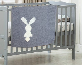 Couverture de lapin, bébé afghan, couverture pour bébé Woodland, couverture pour bébé tricotée garçon ou fille