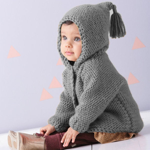 Tassel Hooded Coat Baby Knits, Toddler Knit Coat, Newborn Knit Coat, Baby Girl and Baby Boy Hoodie