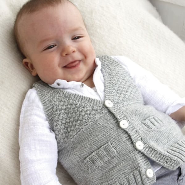 Baby Boy Knit Waistcoat Sweater, Newborn to all Toddler sizes