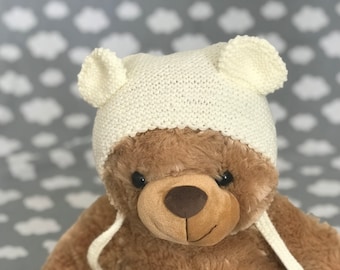 CHAPEAU BEAR EARS, chapeau bébé en tricot doux, chapeau en tricot bébé, tailles de NewborN