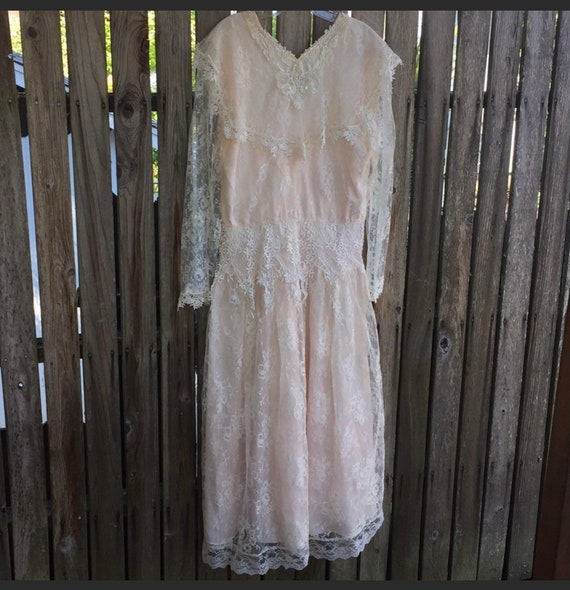 Jessica McClintock Lace Dress 10 Victorian Vintage