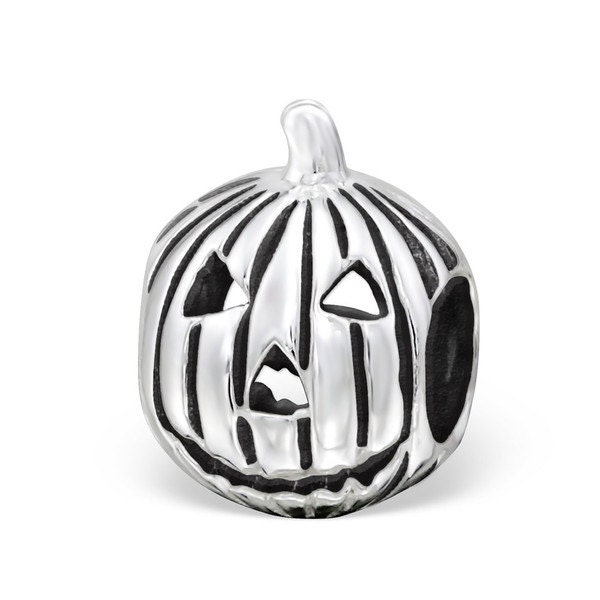BUNCHABEADS Jack-O-Lantern Halloween Pumpkin Bead Sterling
