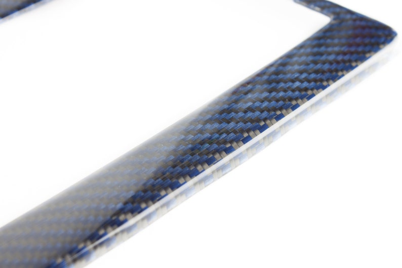 2 X JDM Blue Carbon Fiber Look License Plate Frame Cover Front Rear Us Size