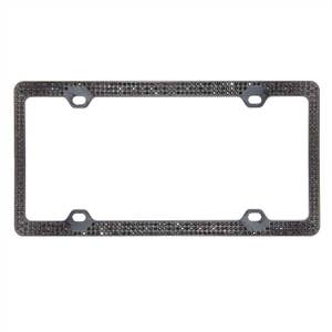 3 Rows Crystal Black BLING Inset / Embedded Rhinestone on Black License Plate Frame handmade using 100% Swarovski Elements