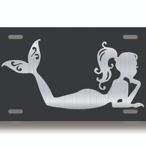 Mermaid chillin license plate tag vanity novelty metal | etched metal | 6 x 12 |