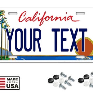 California palm trees any text your name personalized aluminum license plate tag