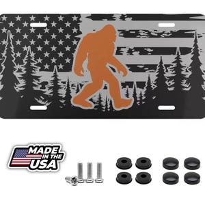 Bigfoot sasquatch licence plate vanity plate american flag bigfoot gift