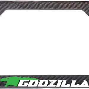 Reflective green godzilla gtr 100% carbon fiber license plate frame premium
