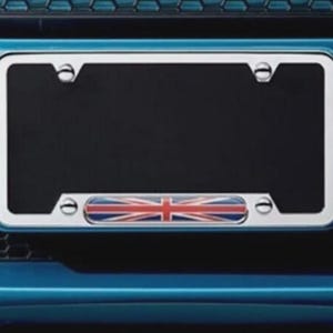 Mini cooper license plate frame union jack polished chrome 82120306810
