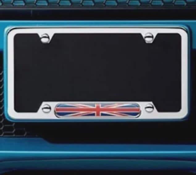 Mini cooper license plate frame union jack polished chrome 82120306810