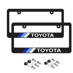 Toyota Retro Stripes License Plate Frame new Toyota Blue - Pair