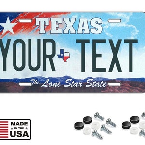 Personalized custom texas vanity license plate auto tag