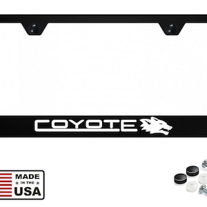 Reflective mustang coyote badge stainless steel license plate frame ford 5.0 gt