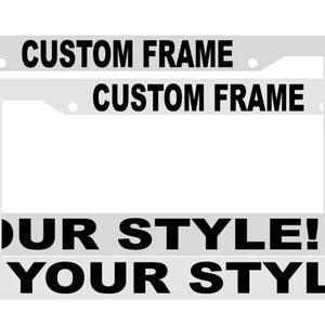 2 custom personalized white with black letters customized license plate frame