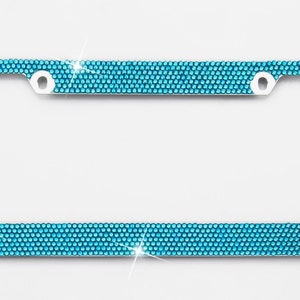 Blue Crystal Rhinestone license Plate Frame With Crystal Screw Caps