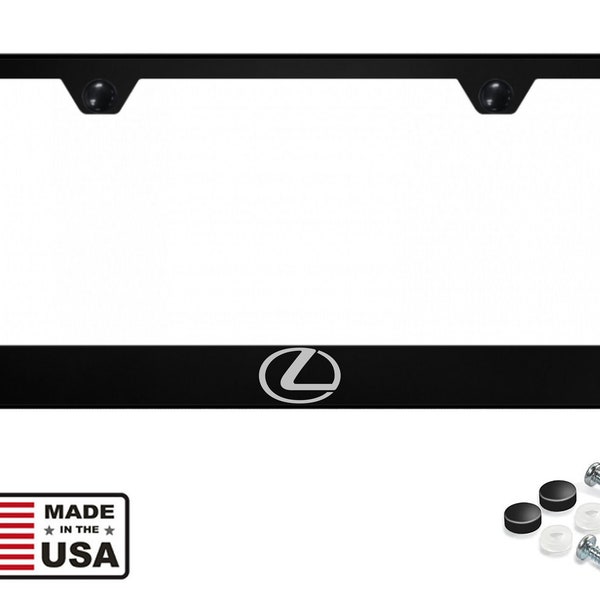 Lexus Emblem Laser Engraved Black Stainless Steel License Plate Frame