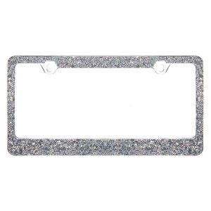 Rocking Bling Crystal Diamond Rhinestone License Plate Frame AB / Silver