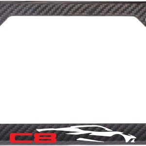Cadre de plaque d'immatriculation noir réfléchissant 100 % fibre de carbone pour corvette c8 stingray 2021
