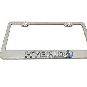 3D Hybrid Badge Emblem Stainless Steel Chrome Metal License Plate Frame Holder For Toyota