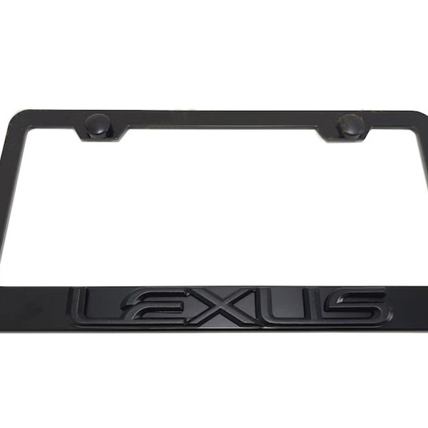 3D (Black) LEXUS Emblem Badge Black Powder Coated Metal Steel License Plate Frame Holder