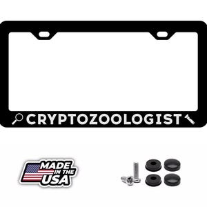 Cryptozoologist | Cryptozoology | Cryptid | NJ | Exploration | | Discovery | Engraved METAL Black License Plate Frame