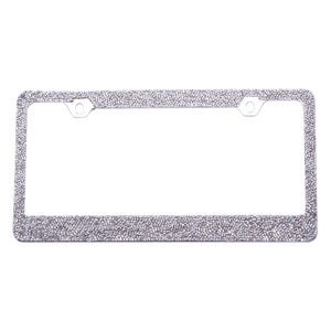 Rocking Bling Crystal Diamond Rhinestone License Plate Frame Clear / Silver