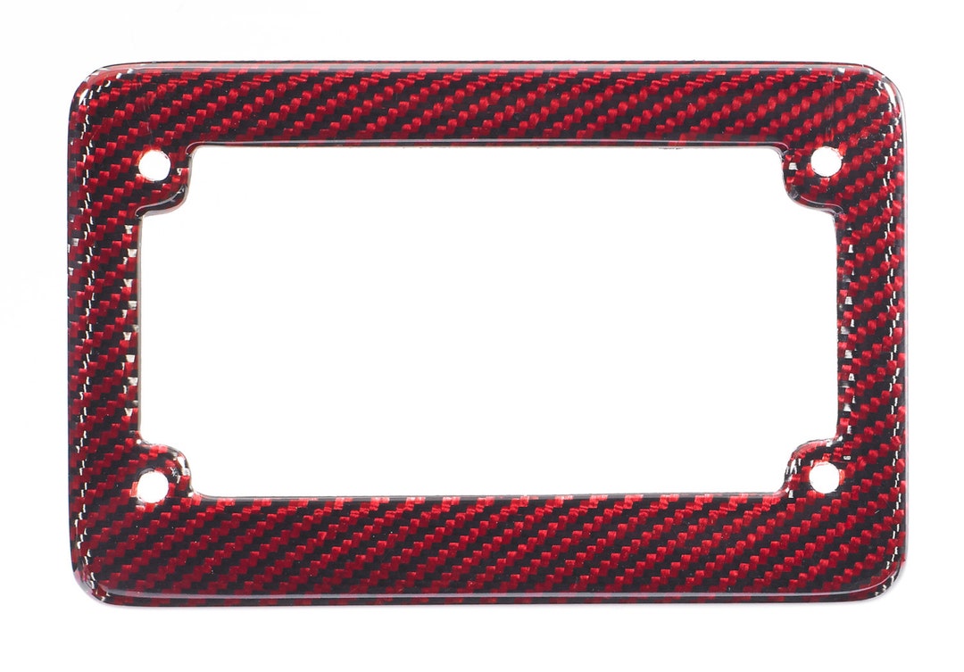 Real 100 Red Carbon Fiber Motorcycle License Plate Frame With Free