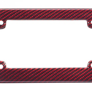 Marco real de placa de motocicleta de fibra de carbono 100% roja con tapas libres
