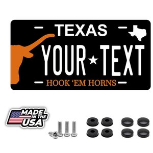 Texas Long Horns personalized license plate your name any text custom