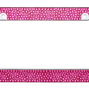 Hot Pink Mix Sizes Crystal Rhinestone license Plate Frame with Screw Caps