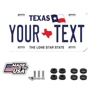 Texas personalized license plate your name any text custom Texas Flag