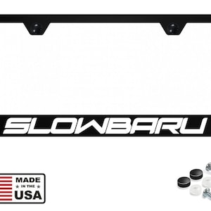 Reflective slowbaru fits subaru wrx sti stainless steel license plate frame