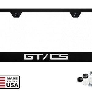 Gt cs ford mustang coyote 5.0 gt black stainless steel license plate frame