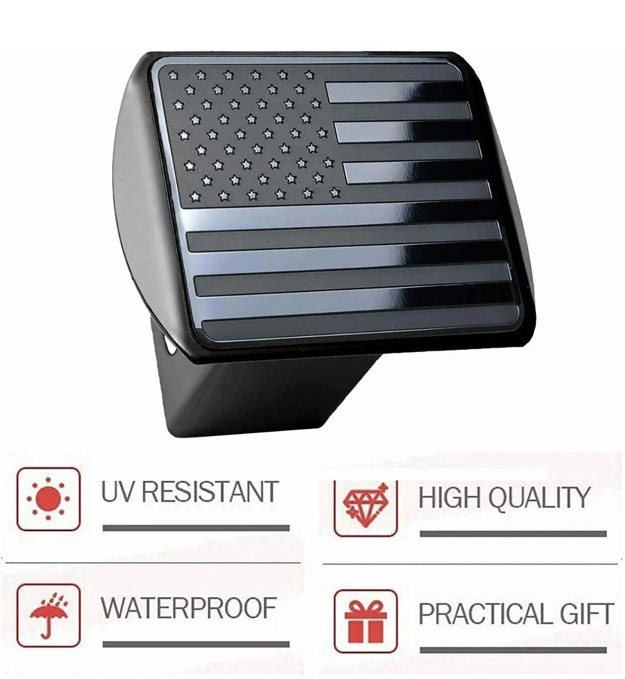 EVerHITCH USA Flag Stainless Steel Trailer Hitch Cover