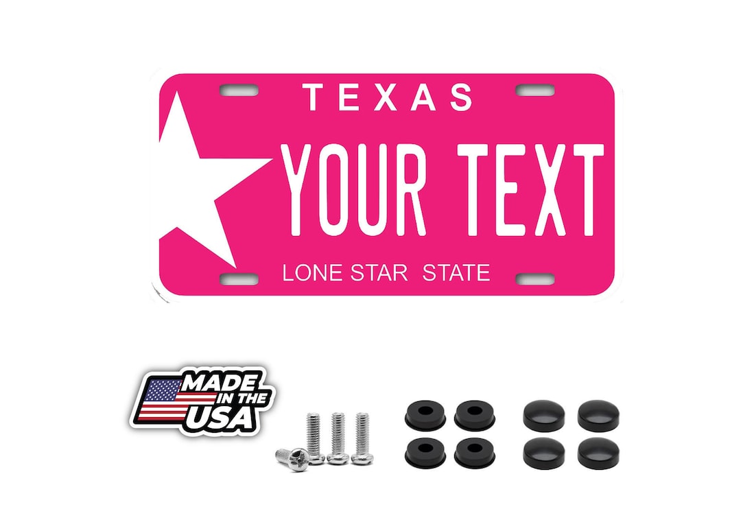 Texas Personalized License Plate Your Name Any Text Custom Hot Pink Etsy