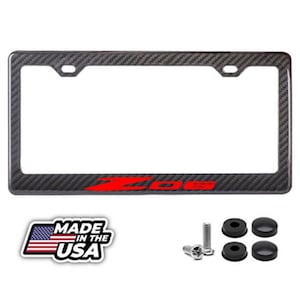 Red Corvette z06 C8 Black 100% Carbon Fiber License Plate Frame