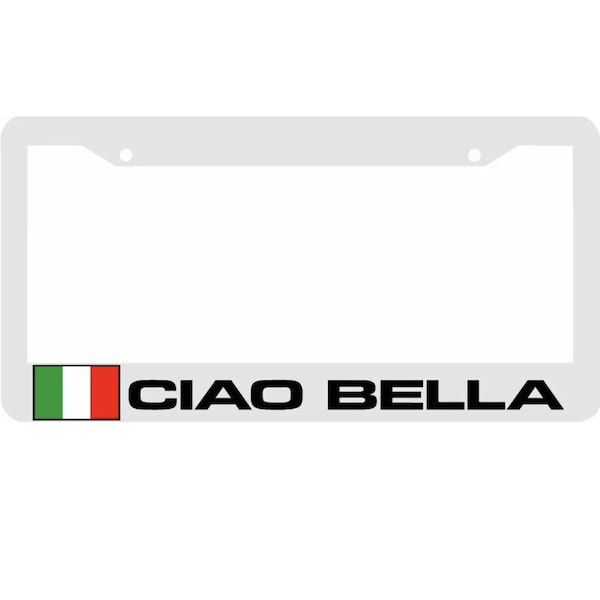 White ciao bella italy italian flag license plate frame