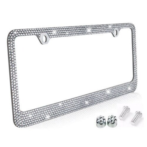 Diamond License Plate Frame Diamonds Car Tag Frame Diamond Etsy