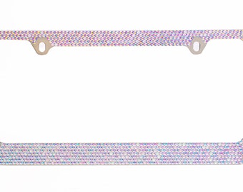 BLVD-LPF Light Pink Crystal Rhinestone License Plate Frame - Pack Of 2, Rust-Free ABS Chrome - View #5