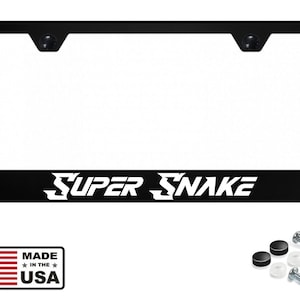 Reflective super snake mustang license plate frame 100% steel w/ screws and caps