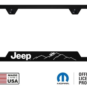 Jeep off road mountain universal black unbreakable license plate frame licensed