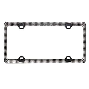 3 Rows Crystal Clear BLING Inset / Embedded Rhinestone on Black License Plate Frame handmade using 100% Swarovski Elements